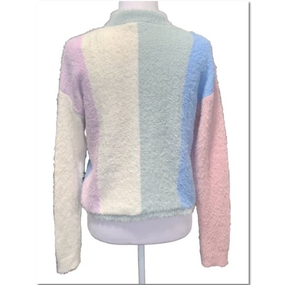Wild Fable Fuzzy Turtleneck Block Striped Sweater Size Small EUC - Picture 2 of 4